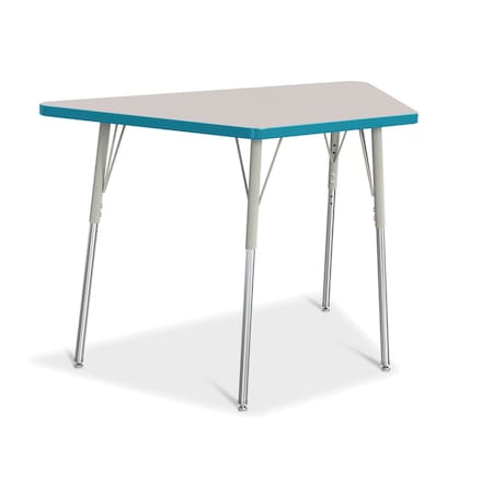 Jonti-Craft Berries Trapezoid Activity Tables, 24 in. x 48 in., A-height, Freckled Gray/Teal/Gray 6438JCA005